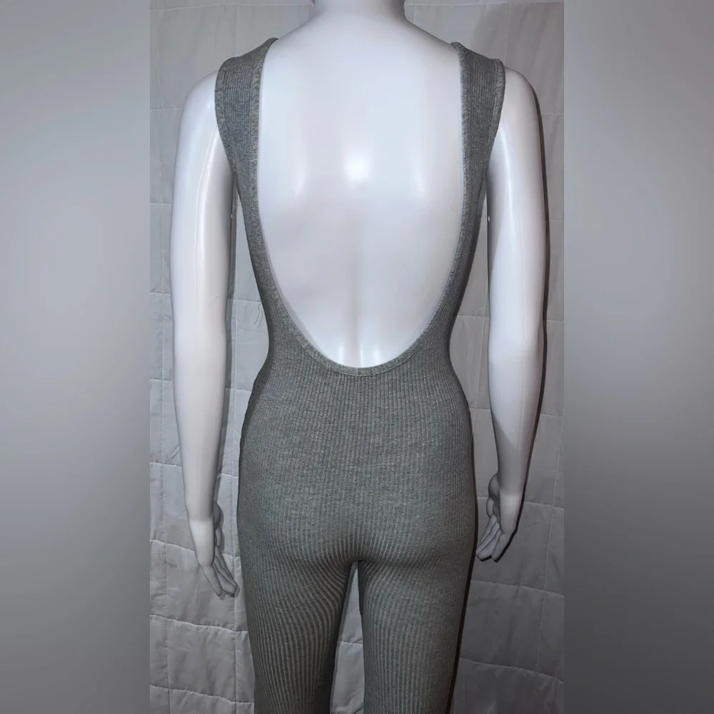 Fashion Nova Grey Ribbed Jumpsuit - Picture 4 of 4
